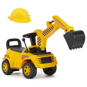 Excavator Digger Ride On Toddler Car with Helmet