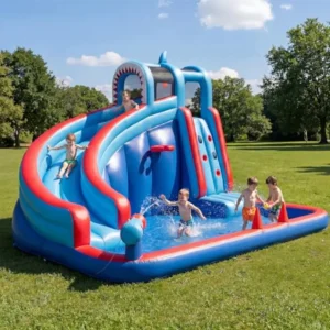 Backyard inflatable water slide