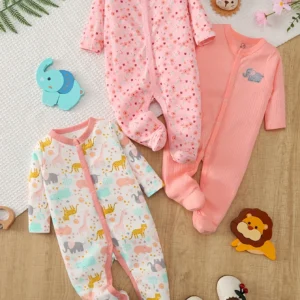 3pcs Long-sleeved, Tight-fitting, Baby Girls Essential Items For Newborns