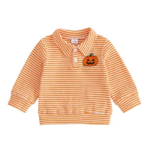 Boy Halloween Shirts Long-Sleeve-Striped Pullover