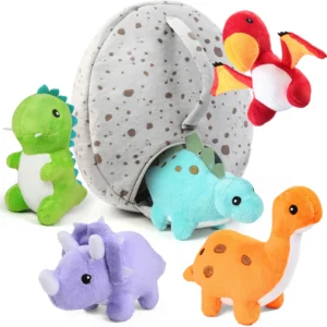 Dinosaur Stuffed Animals, 5 Small Plush Dolls Egg Bag Toys