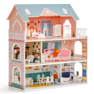 ROBUD Wooden Dollhouse 3 Story 6 Rooms