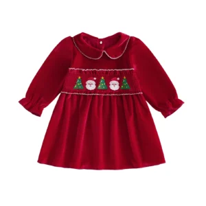 Dress Long Sleeve Long Sleeve Girl-Christmas Collar Sleeve Toddler Baby Girl
